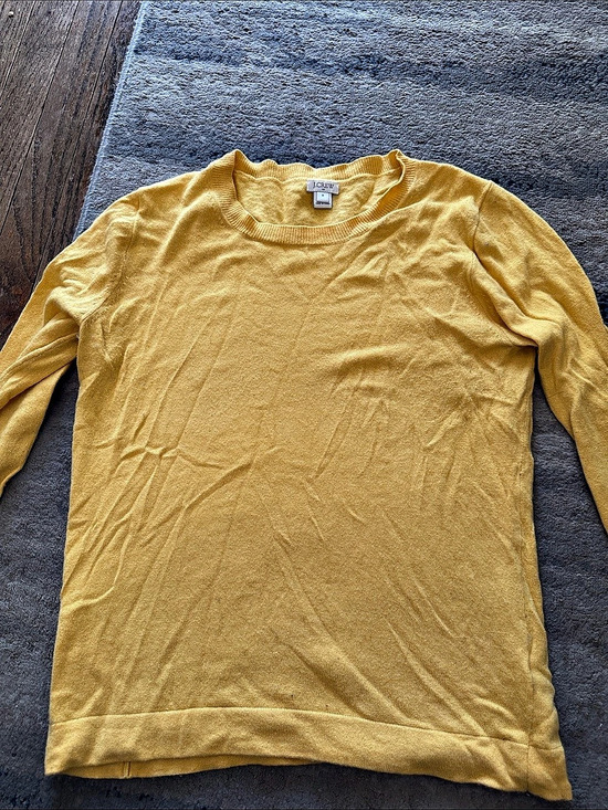 J. Crew Factory Sweaters - J.Crew Cotton-Wool Blend Teddie Sweater Crewneck Sweater in Yellow Size Medium